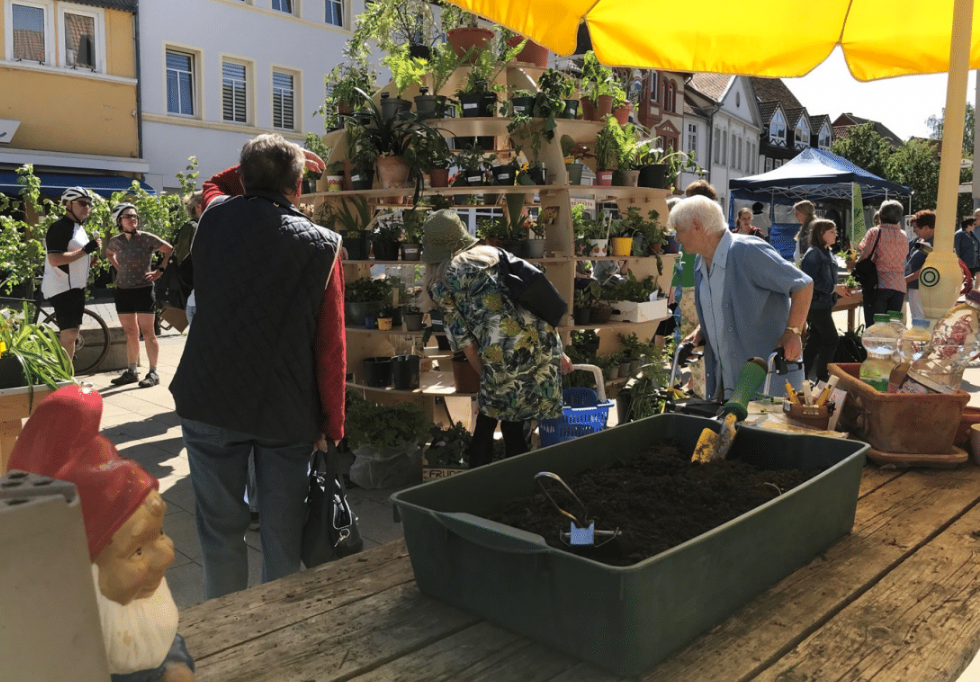 Menschen arbeiten an einem urban gardening project